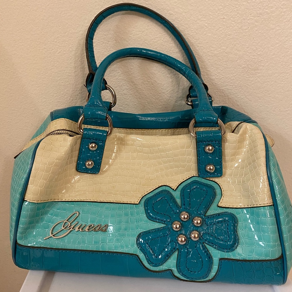 Turquoise Crocodile Leather Guess Bag